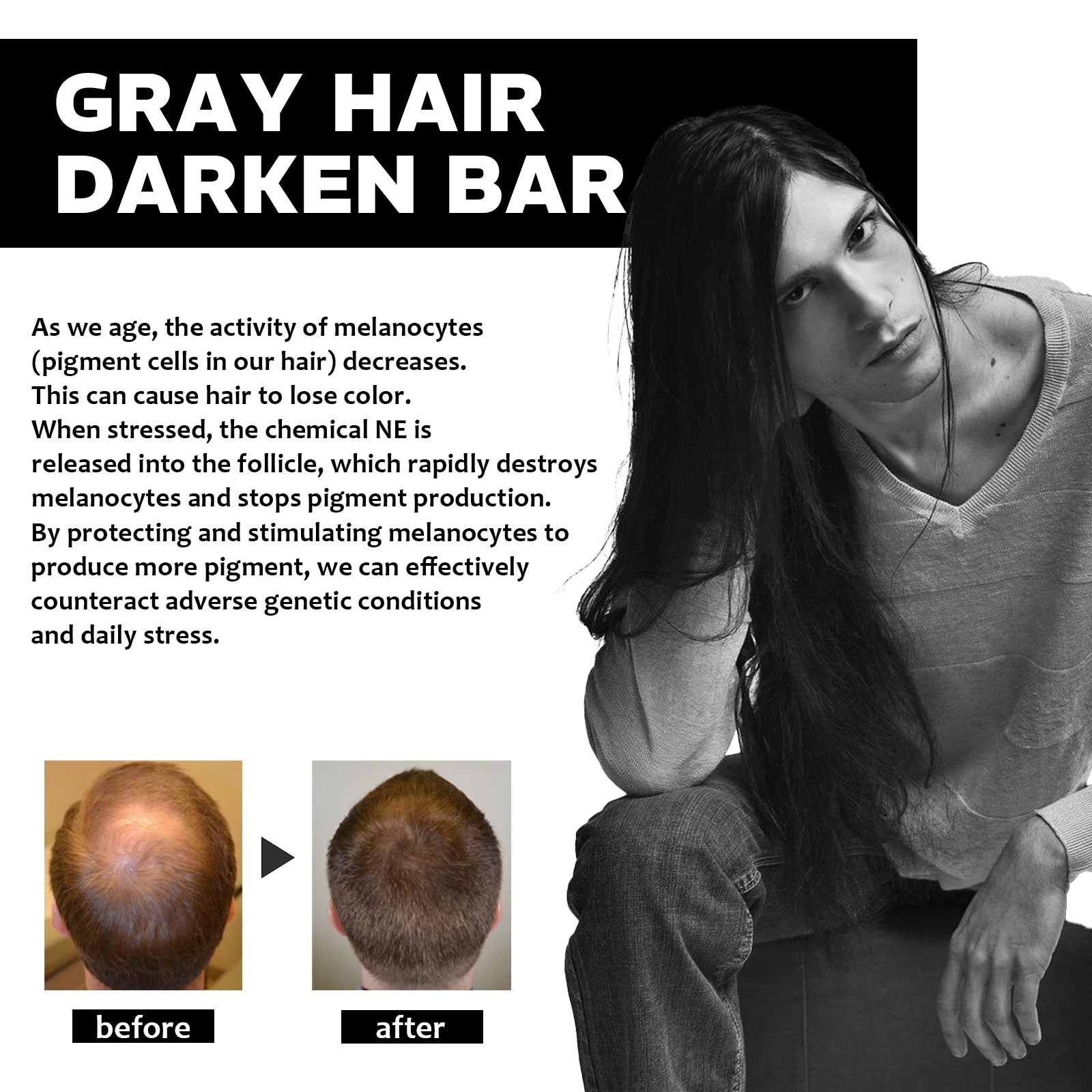 Men's Hair Darkening Shampoo Bar – Natural Nourishing & Root Strengthening Soap