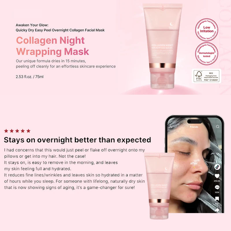 5PC Korean Collagen Peel Off Facial Mask