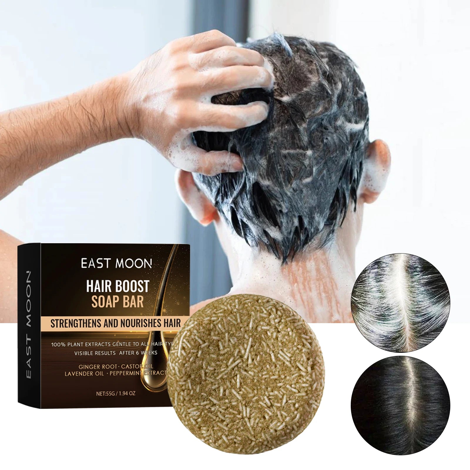Men's Hair Darkening Shampoo Bar – Natural Nourishing & Root Strengthening Soap