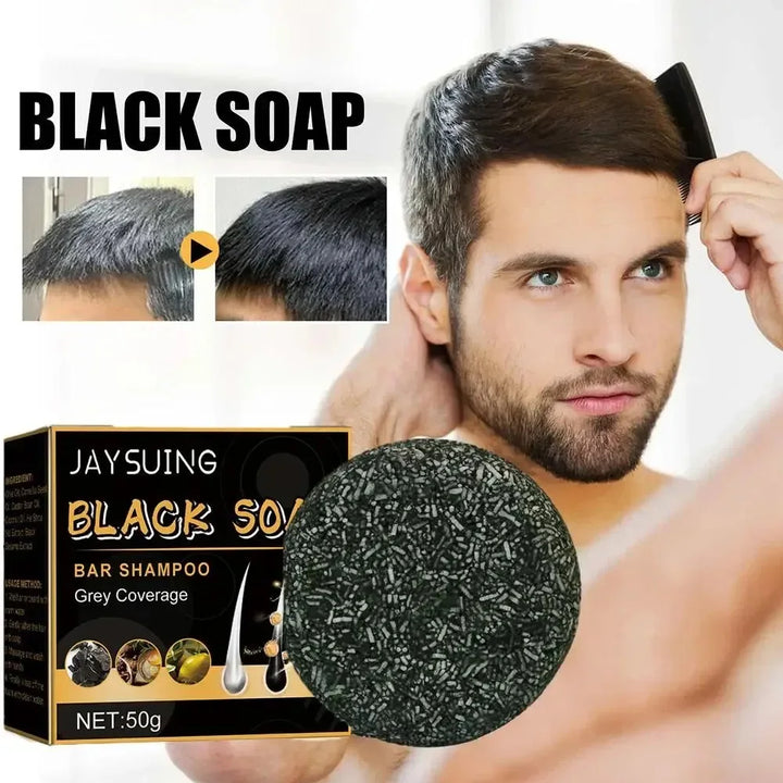 Polygonum Black Hair Shampoo Bar – Darkening & Repair Soap for Gray Hair (Unisex)
