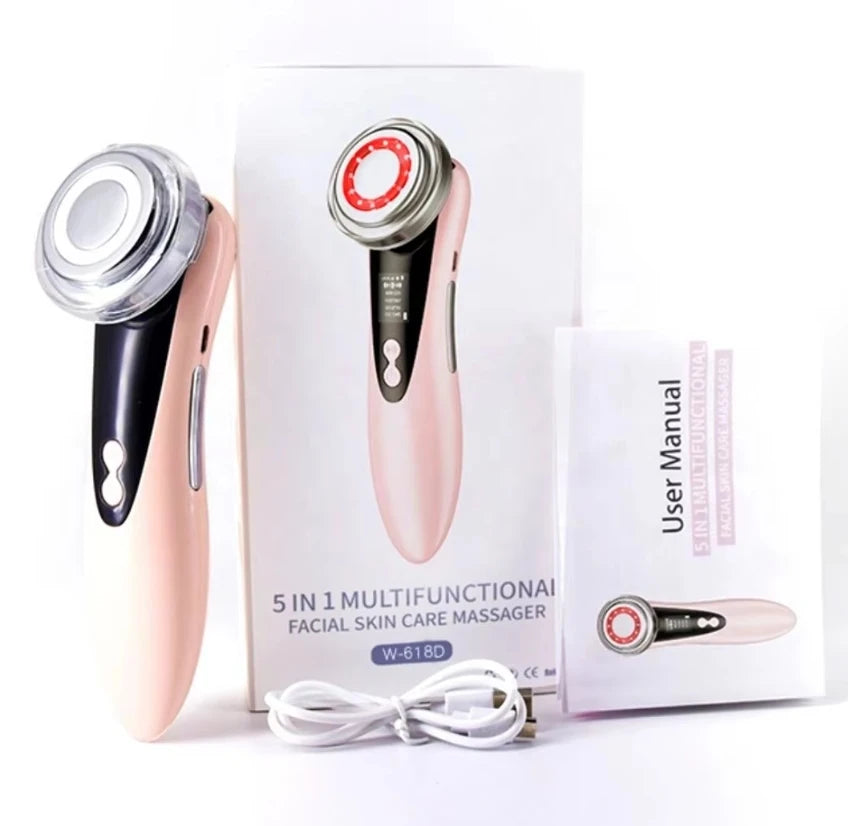 5-in-1 Facial Massager – LED Therapy, Eye Care & Skin Smoothing (USB Rechargeable)