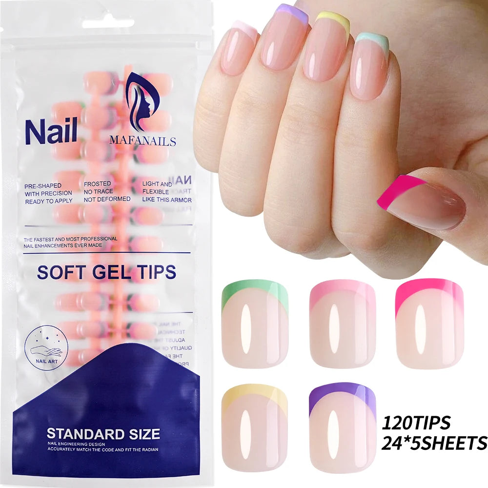 240/120pcs Colorful Short Square Press-On Nails