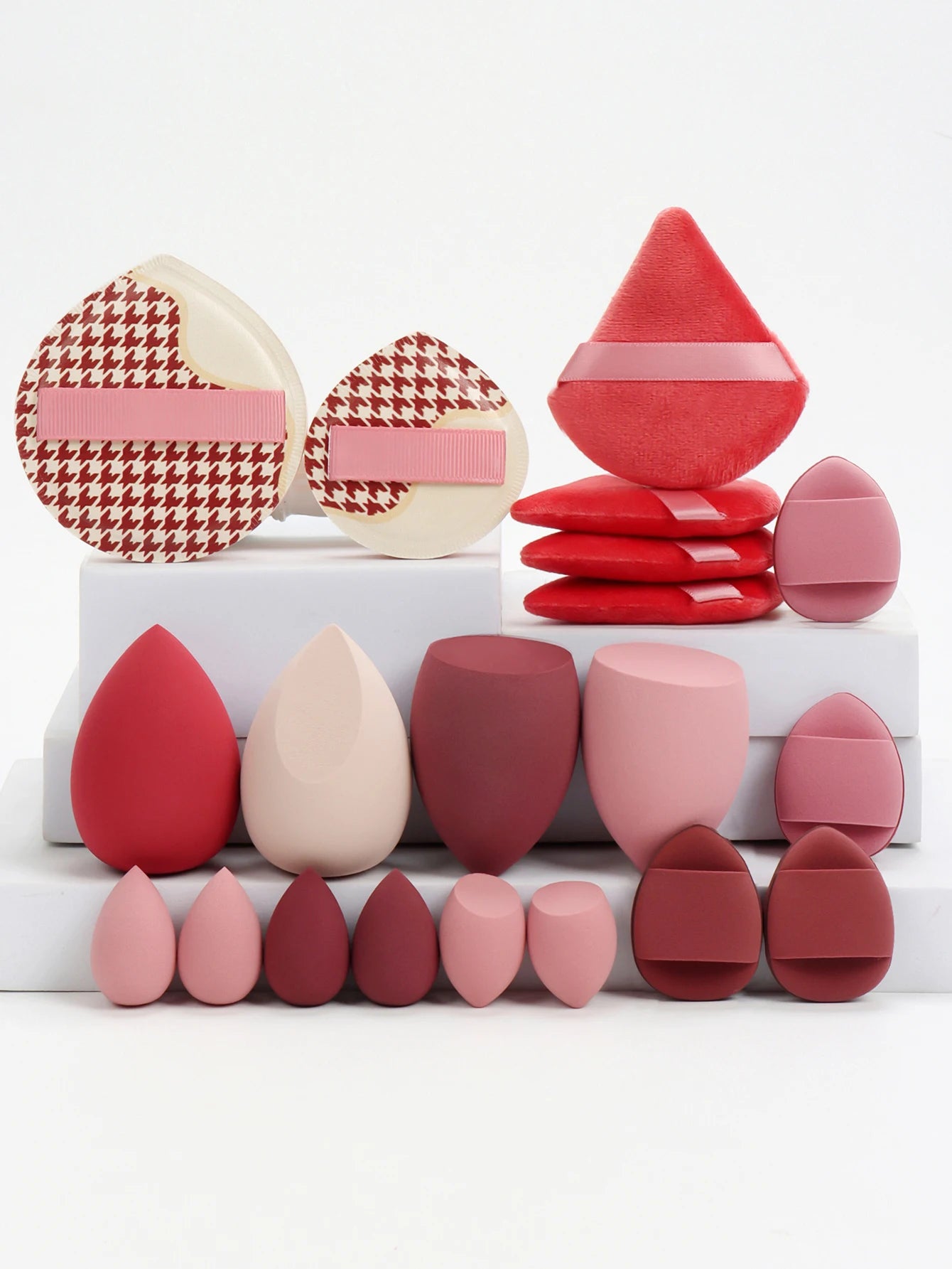 20-Piece Pink Makeup Sponge & Puff Set – For Cream, Powder & Concealer