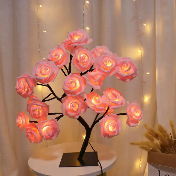 24-LED Rose Tree Lamp – USB Fairy Light Night Lamp for Home & Events