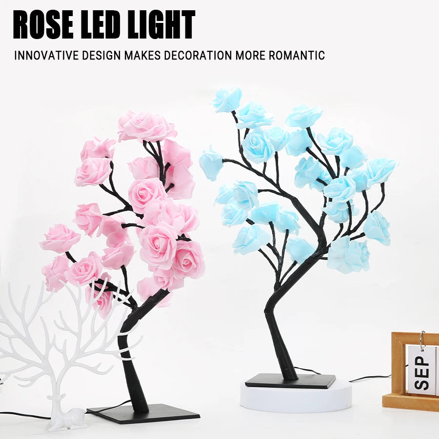 24-LED Rose Tree Lamp – USB Fairy Light Night Lamp for Home & Events