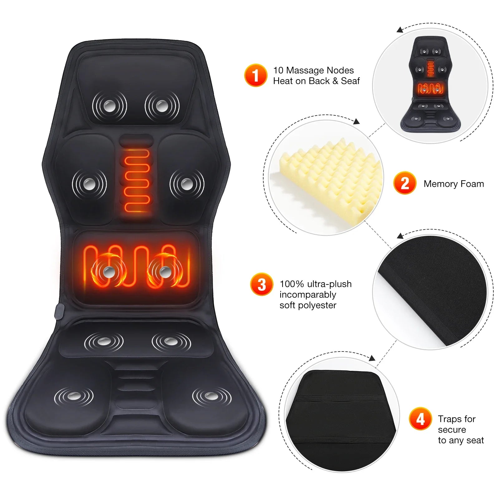 Electric Infrared Massage Chair Cushion – Full-Body Vibrating Mat with Heat