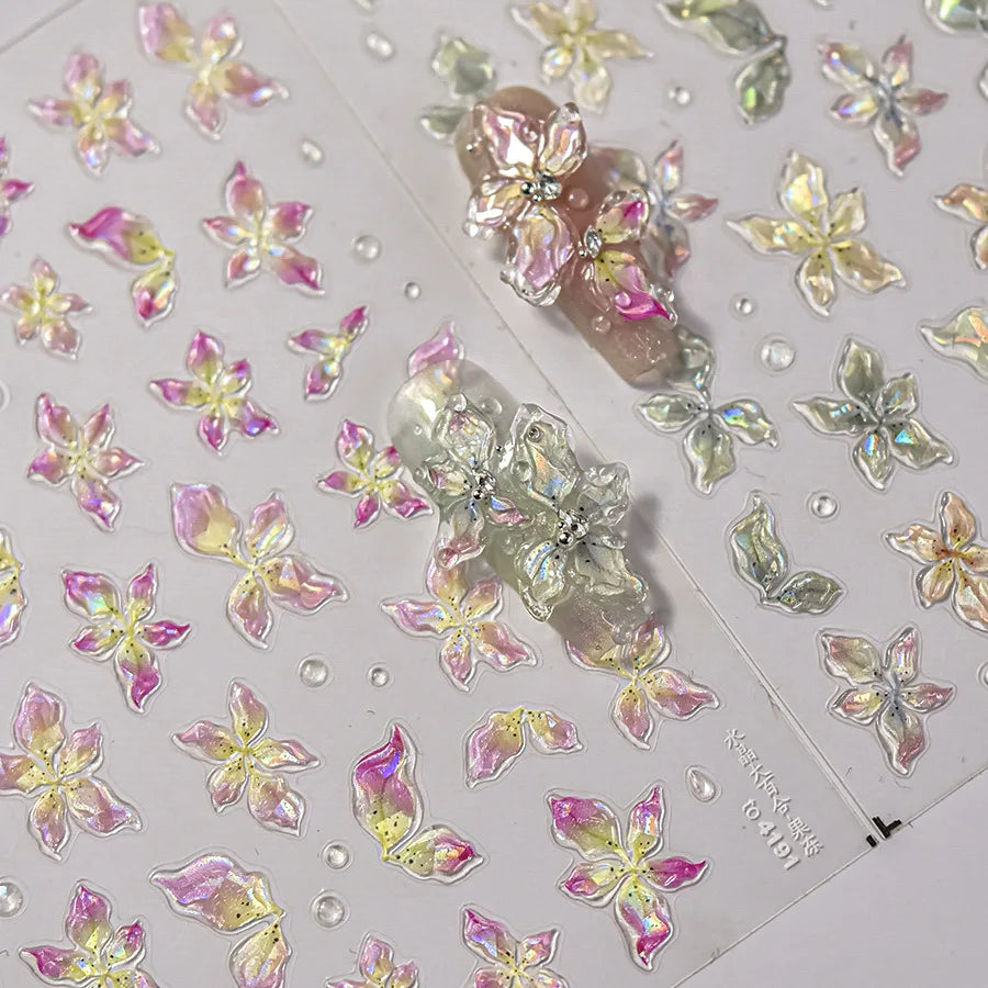 3D Jelly Flower Butterfly Nail Art Stickers T-4204