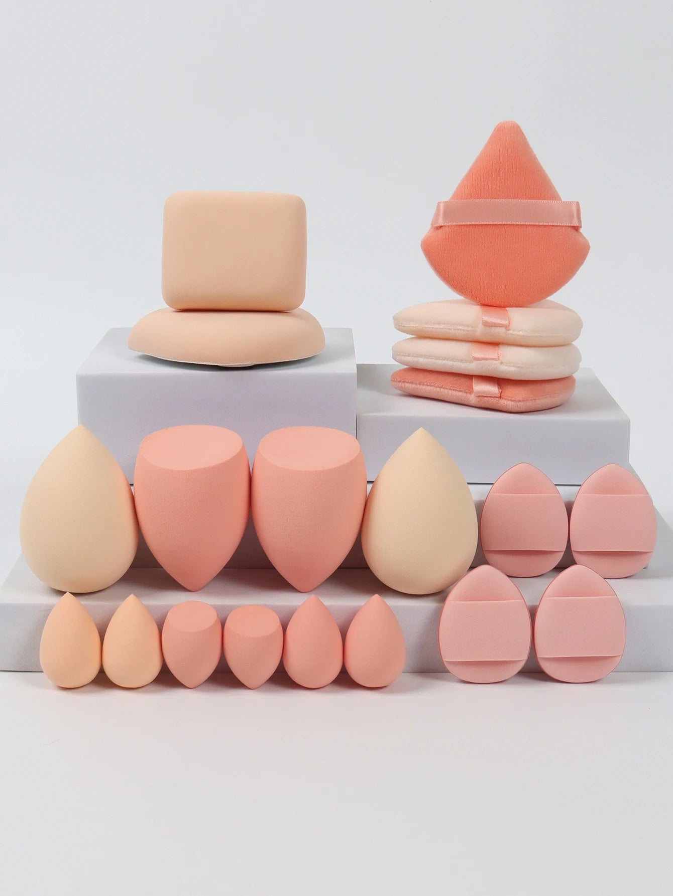 20-Piece Pink Makeup Sponge & Puff Set – For Cream, Powder & Concealer