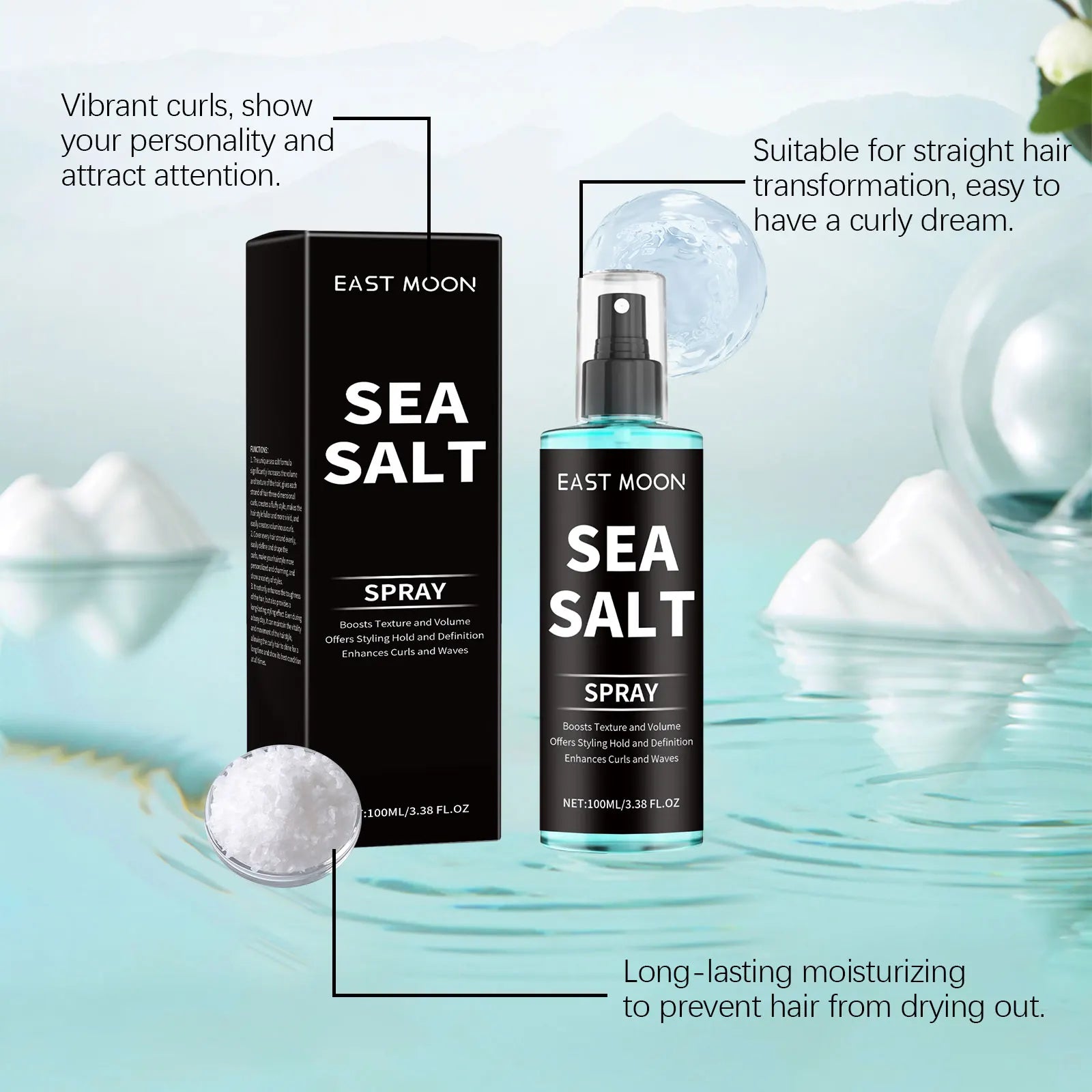 Sea Salt Hair Styling Spray – Curl Defining & Volumizing Mist