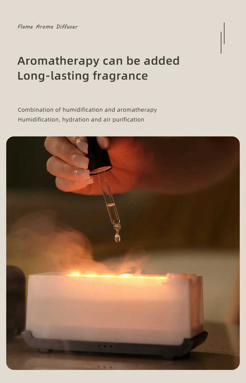 Flame Effect Aromatherapy Humidifier – Mini LED Diffuser with Timer