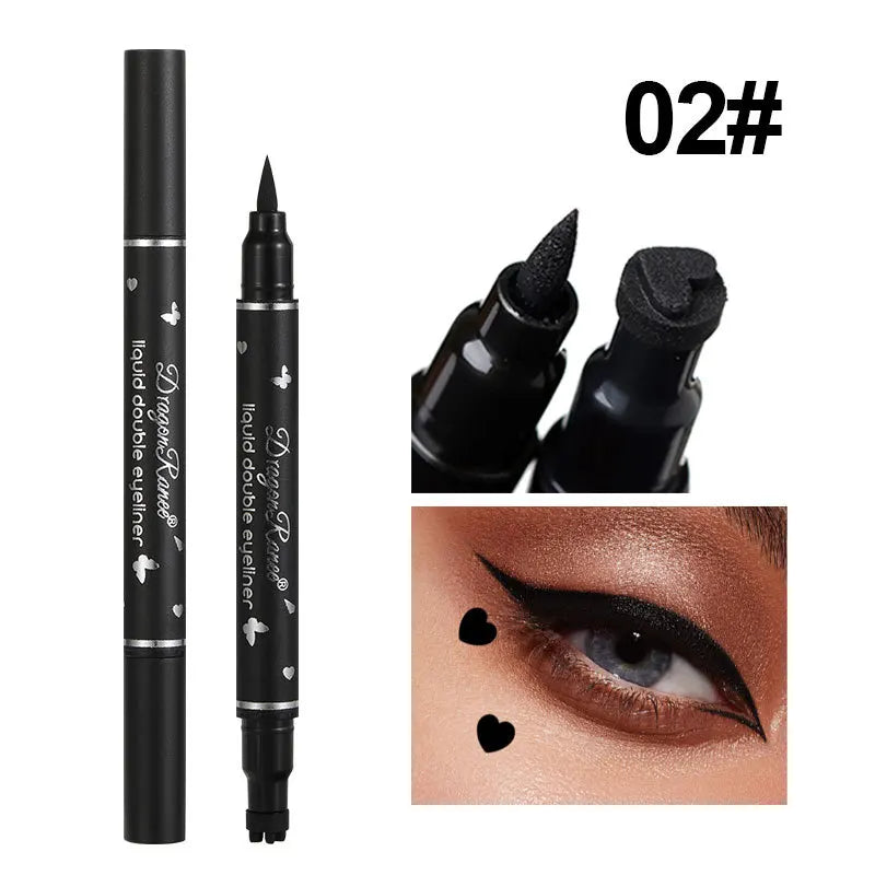 2-in-1 Eyeliner Pen with Star & Moon Stamp – Waterproof Black Liquid Liner