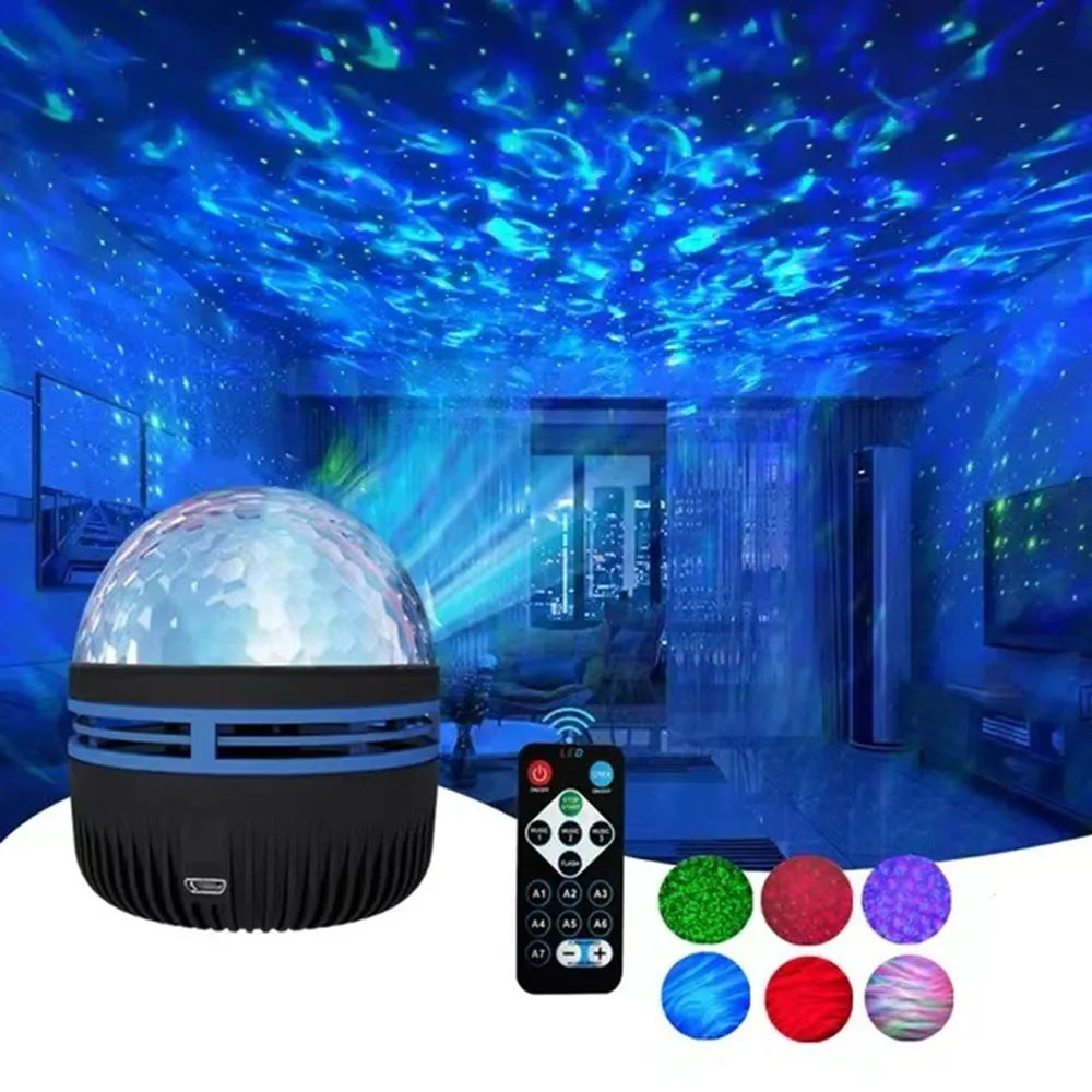 Northern Lights Starry Sky Projector – LED Night Light with Remote & USB