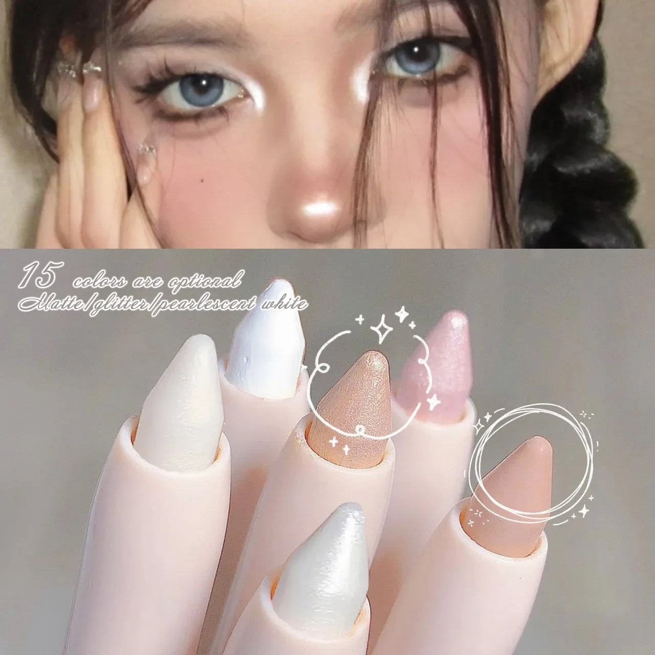 Lying Silkworm Eyeshadow Highlighter Pen – Matte & Pearl Brightening Stick
