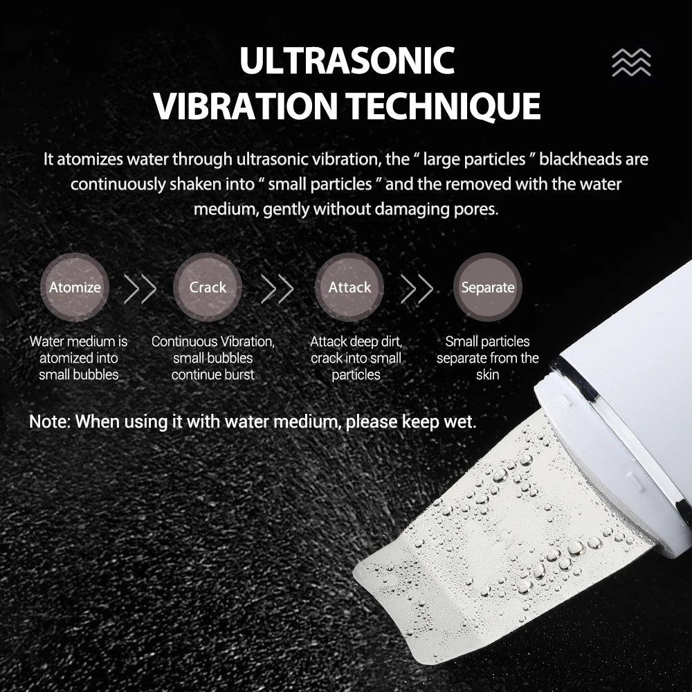 Ultrasonic Skin Scrubber Peeling Blackhead Remover Deep Face Cleaning Ultrasonic Ion Acne Pore Cleaner Facial Shovel  Scrubber