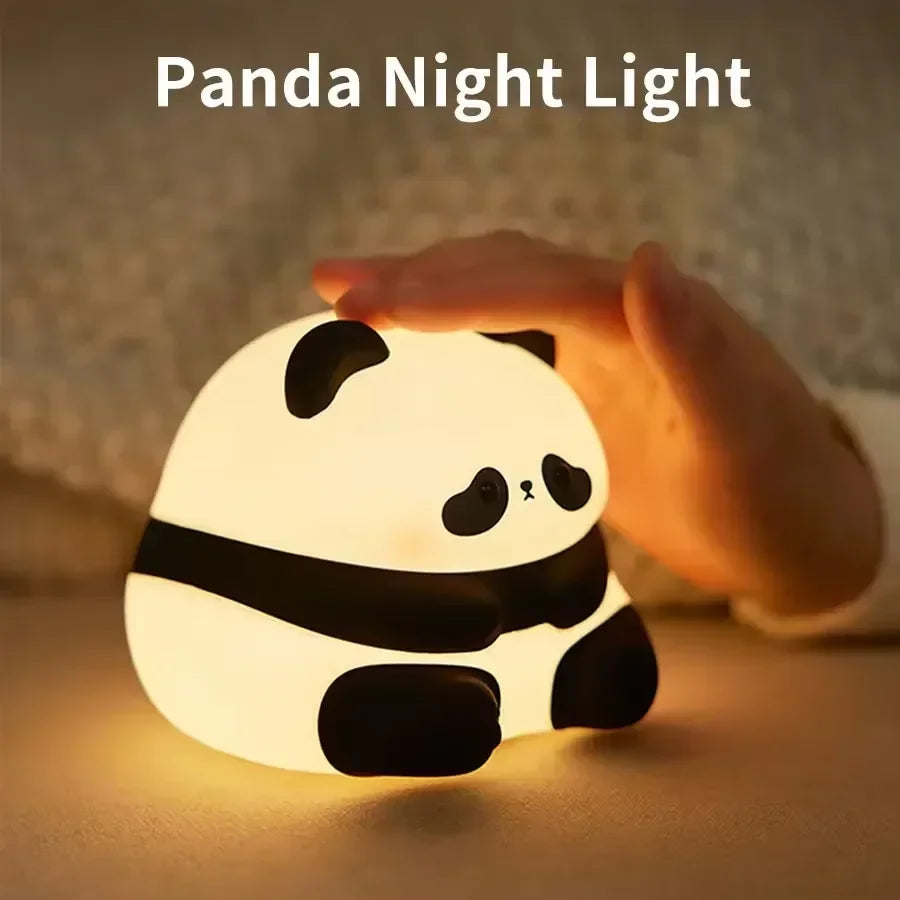 Cute Cartoon Panda LED Night Light – USB Rechargeable Bedside Lamp