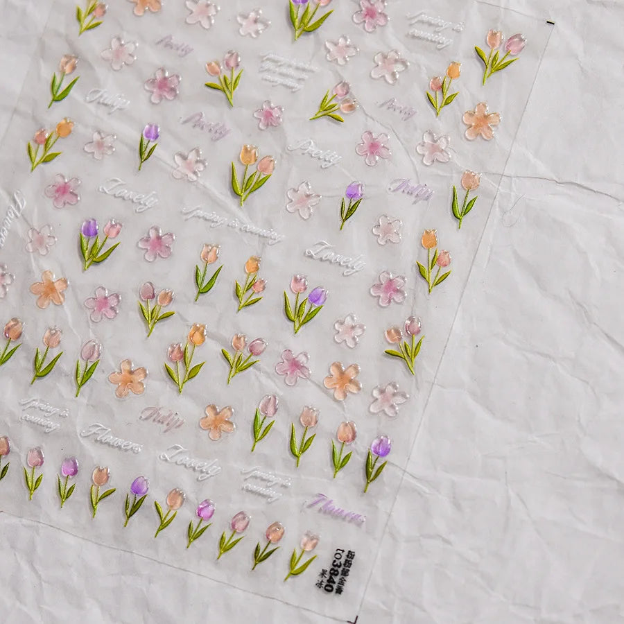 3D Jelly Flower Butterfly Nail Art Stickers T-4204