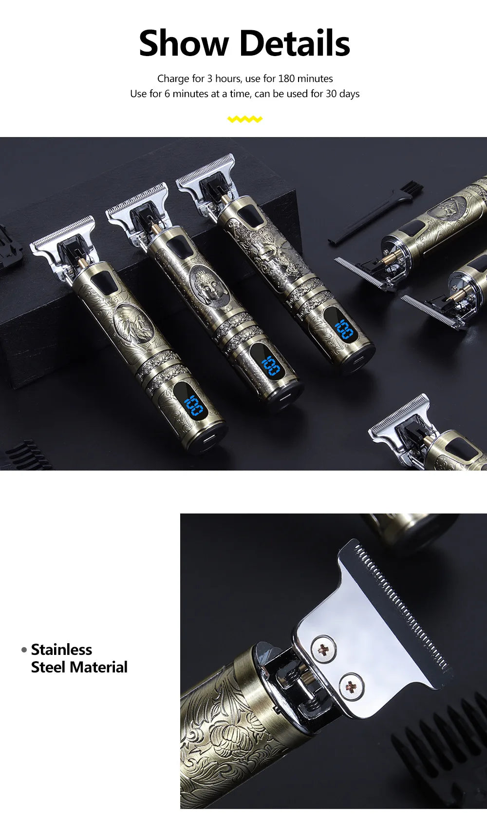 T9 LCD Electric Hair Trimmer – Precision Carving & Shaving Clipper for Men