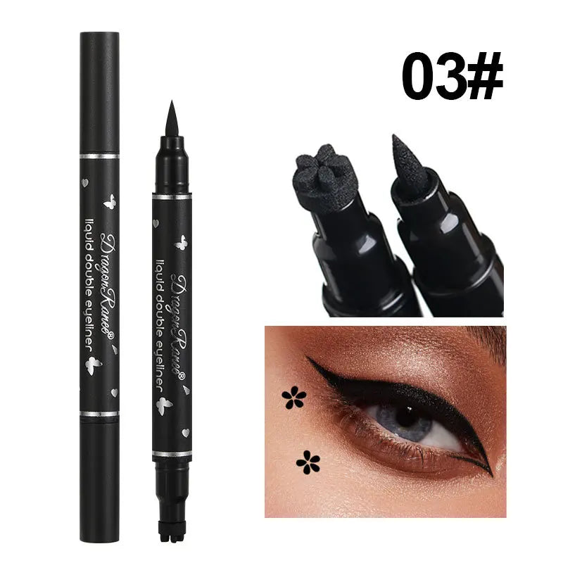 2-in-1 Eyeliner Pen with Star & Moon Stamp – Waterproof Black Liquid Liner