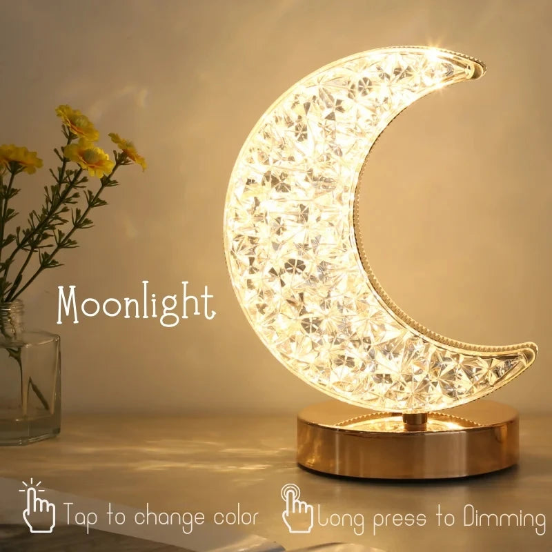 Crystal Touch Dimming Night Light – USB LED Bedside Lamp for Bedroom Décor