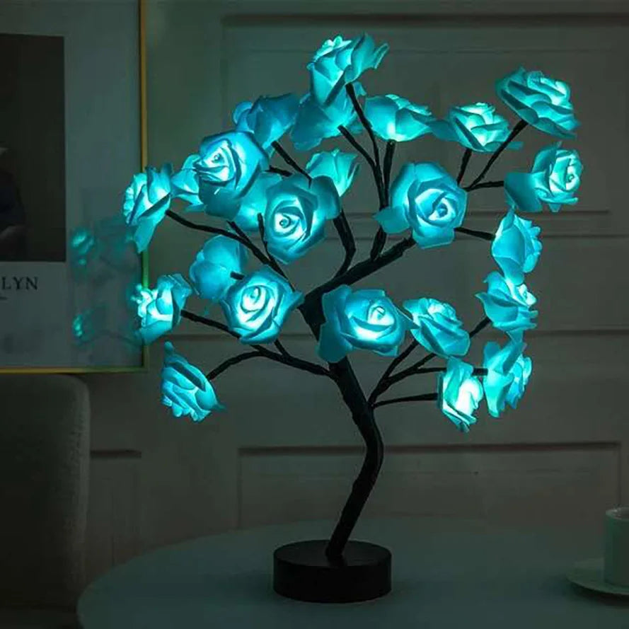 24-LED Rose Tree Lamp – USB Fairy Light Night Lamp for Home & Events