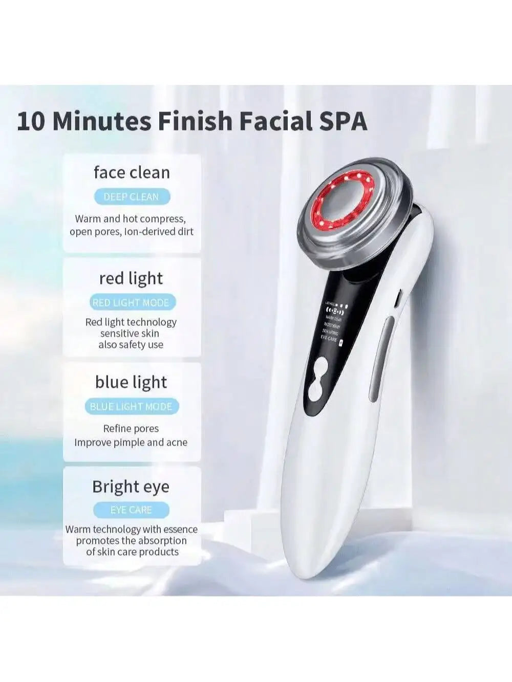 5-in-1 Facial Massager – LED Therapy, Eye Care & Skin Smoothing (USB Rechargeable)