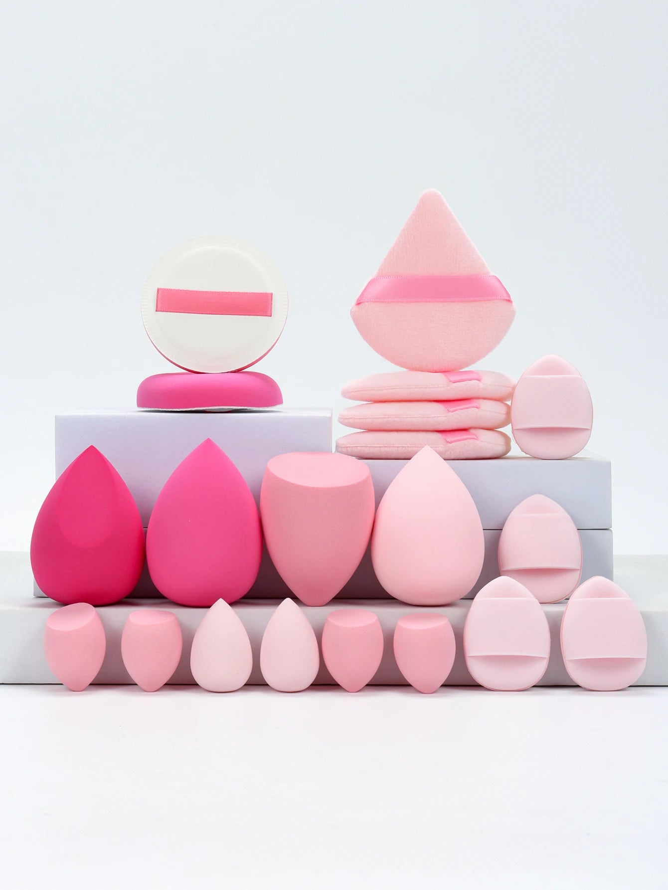 20-Piece Pink Makeup Sponge & Puff Set – For Cream, Powder & Concealer