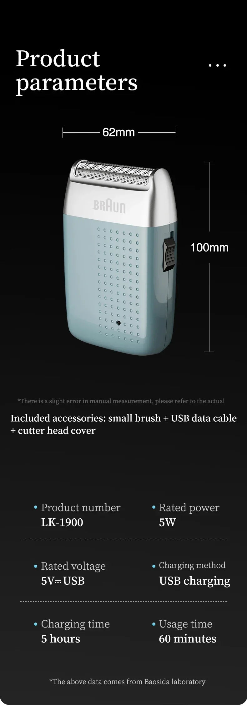 BRAUN M1900 Portable Electric Shaver for Men