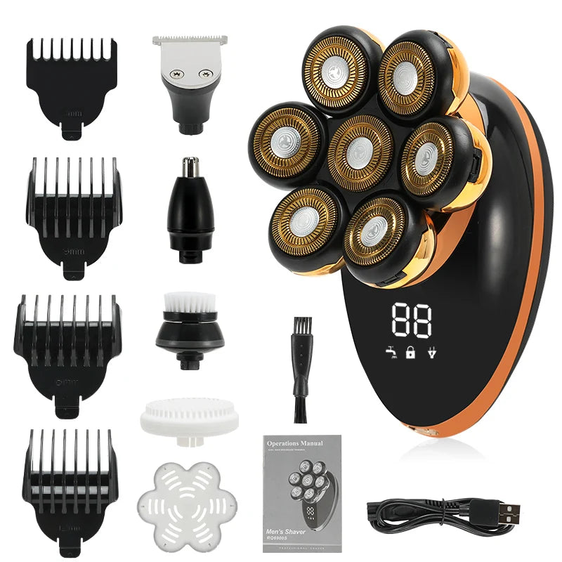 7D Electric Shaver for Men – Bald Head & Beard Trimmer