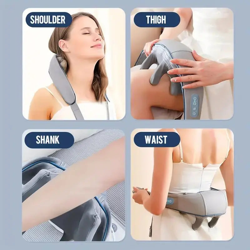 6D Neck & Shoulder Massage Shawl – Heated Kneading Wearable Massager