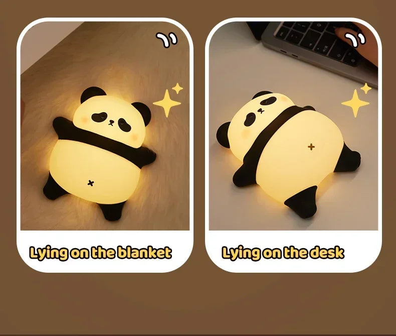 Cute Cartoon Panda LED Night Light – USB Rechargeable Bedside Lamp