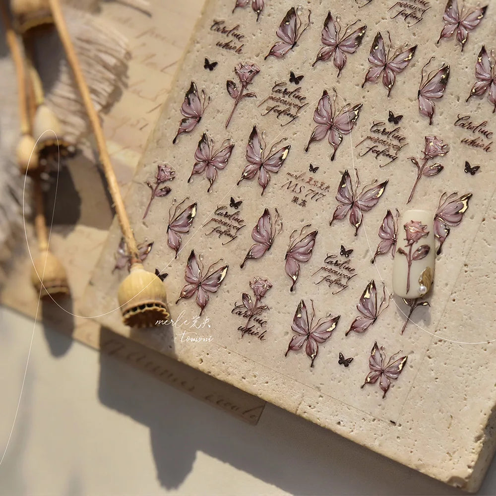 3D Jelly Flower Butterfly Nail Art Stickers T-4204