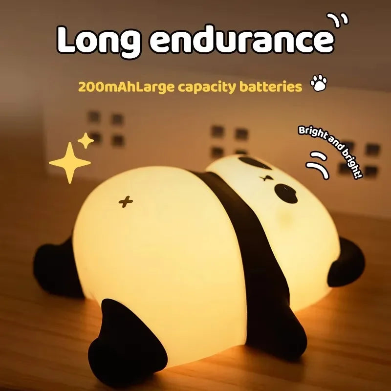 Cute Cartoon Panda LED Night Light – USB Rechargeable Bedside Lamp