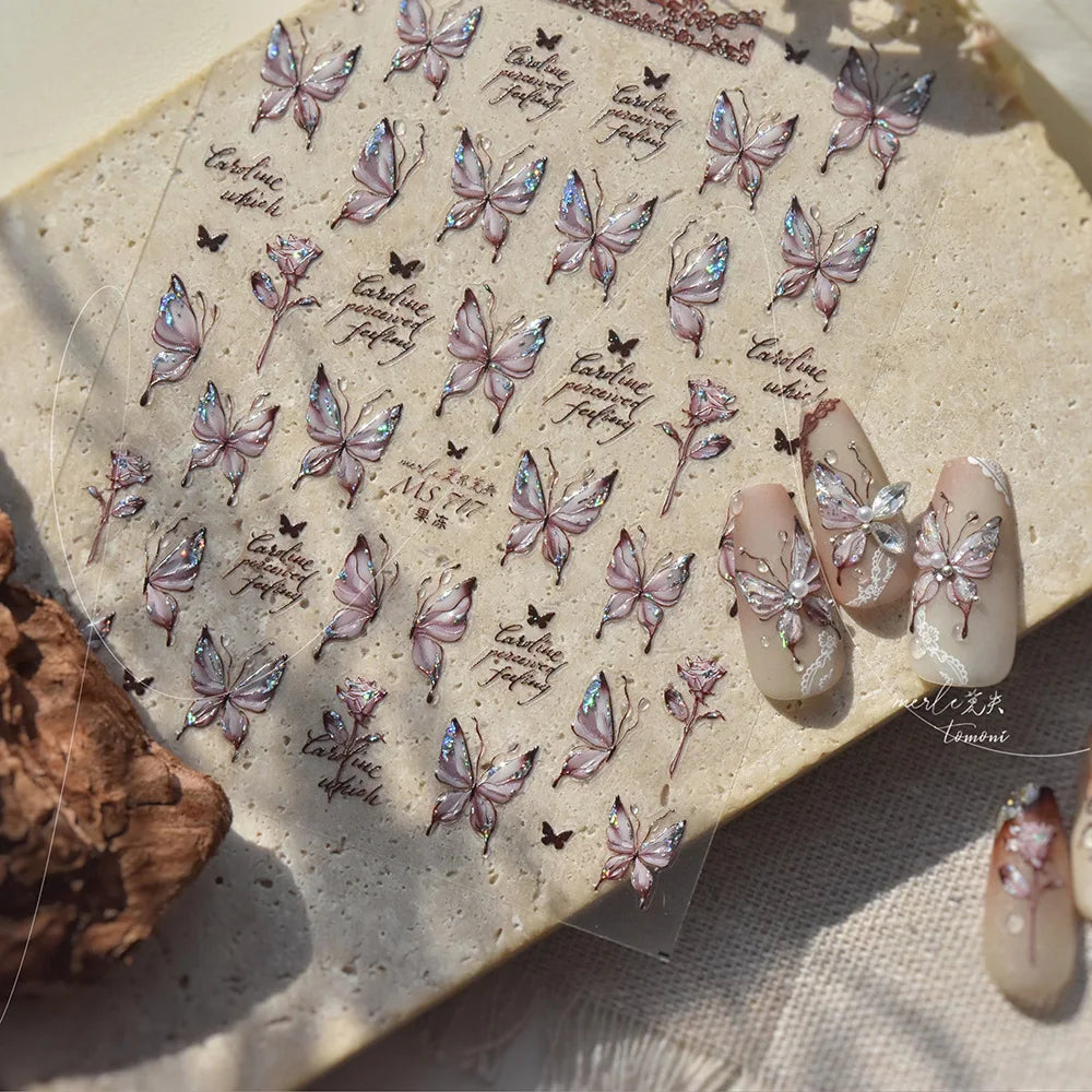 3D Jelly Flower Butterfly Nail Art Stickers T-4204