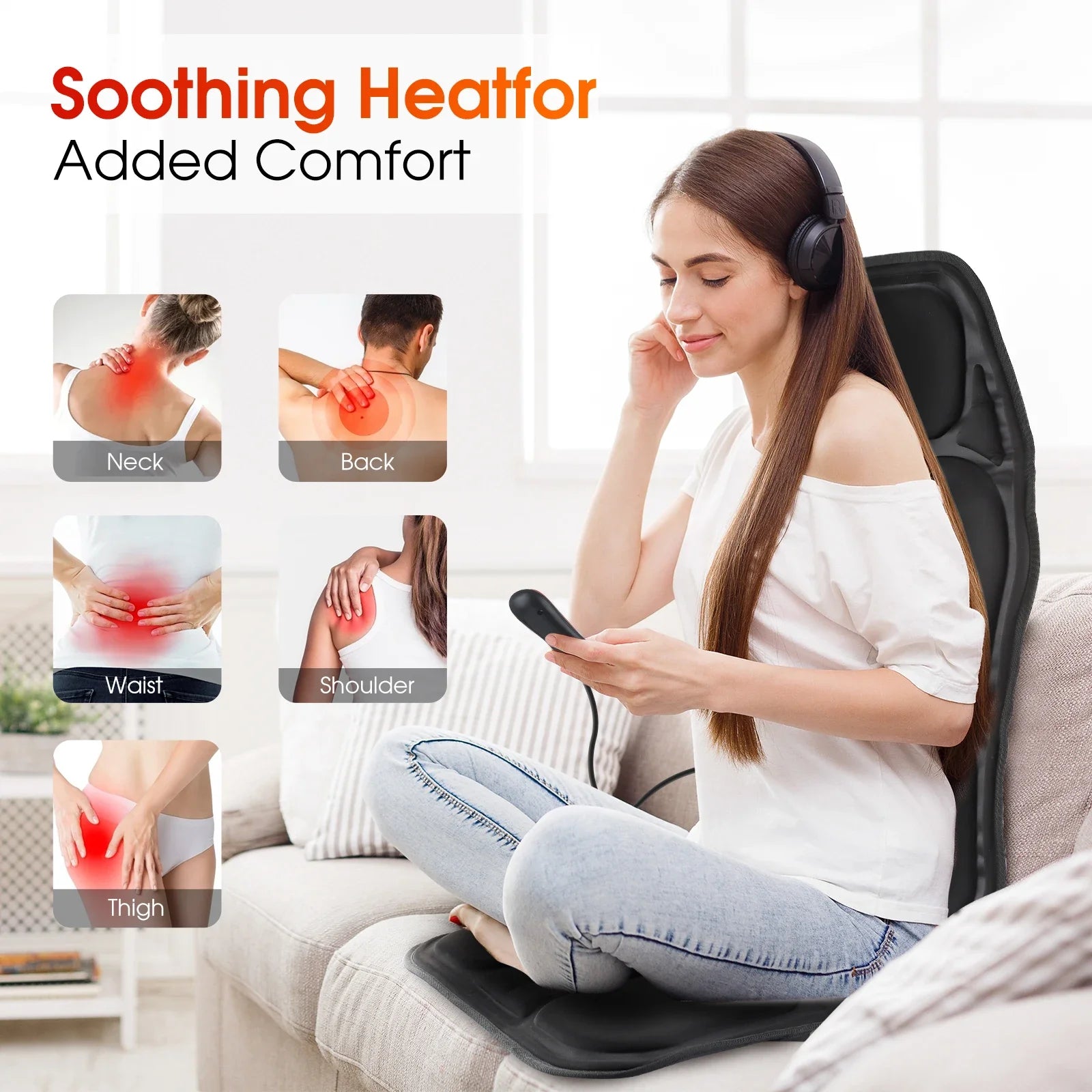 Electric Infrared Massage Chair Cushion – Full-Body Vibrating Mat with Heat