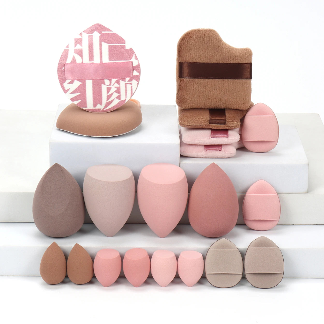 20-Piece Pink Makeup Sponge & Puff Set – For Cream, Powder & Concealer