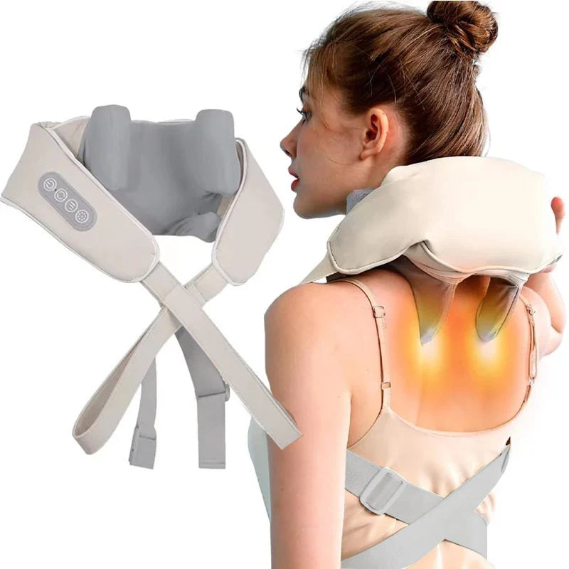 6D Neck & Shoulder Massage Shawl – Heated Kneading Wearable Massager