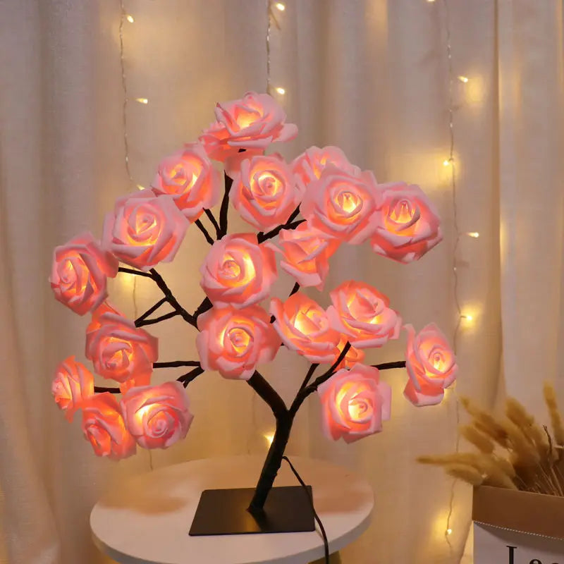 24-LED Rose Tree Lamp – USB Fairy Light Night Lamp for Home & Events