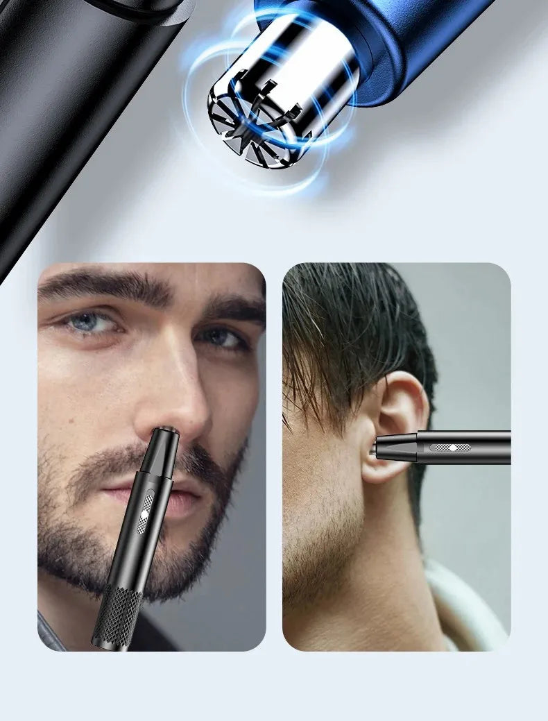 USB Rechargeable Nose & Ear Hair Trimmer – Metal Electric Shaver for Men & Women