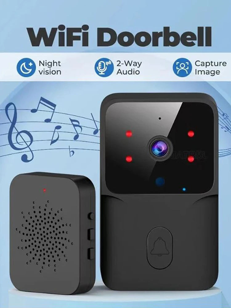Smart WiFi Video Doorbell – Rechargeable HD Camera with Night Vision & Intercom