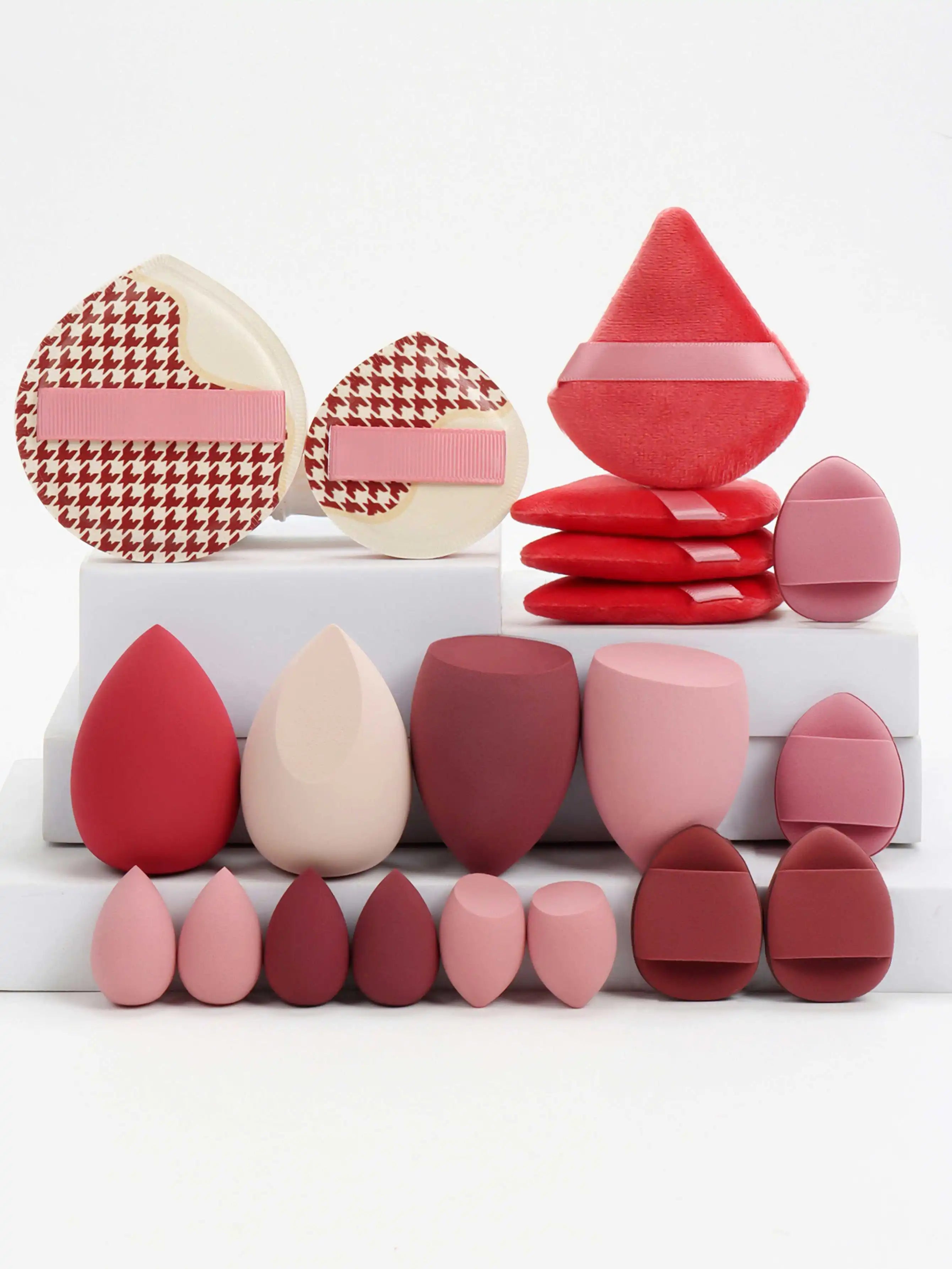 20-Piece Pink Makeup Sponge & Puff Set – For Cream, Powder & Concealer
