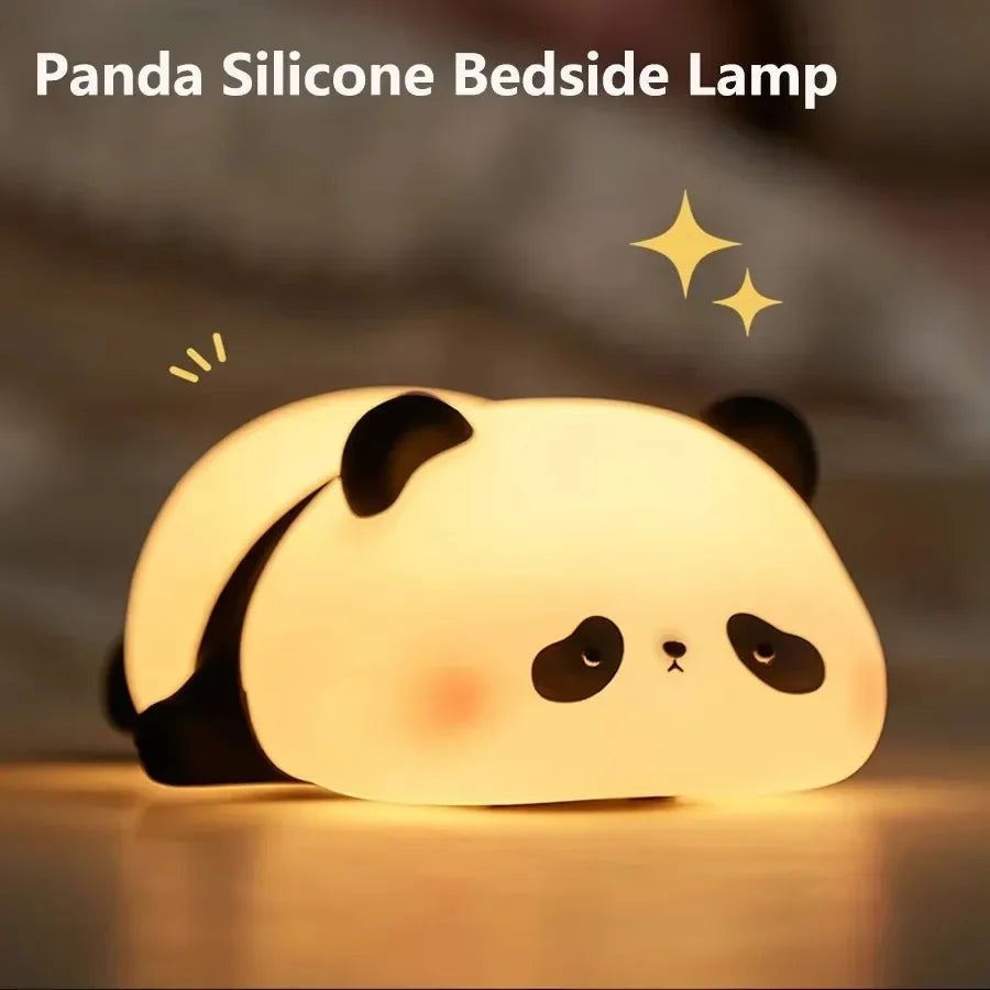 Cute Cartoon Panda LED Night Light – USB Rechargeable Bedside Lamp
