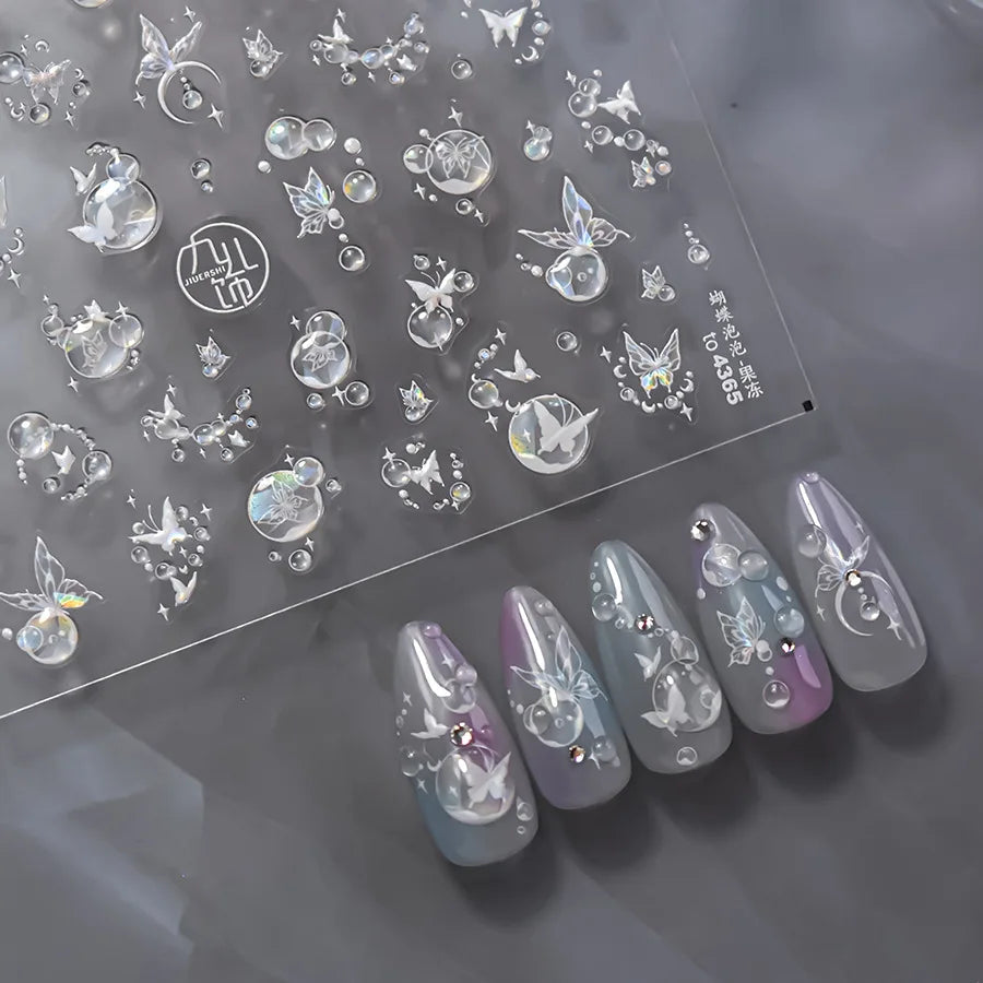 3D Jelly Flower Butterfly Nail Art Stickers T-4204