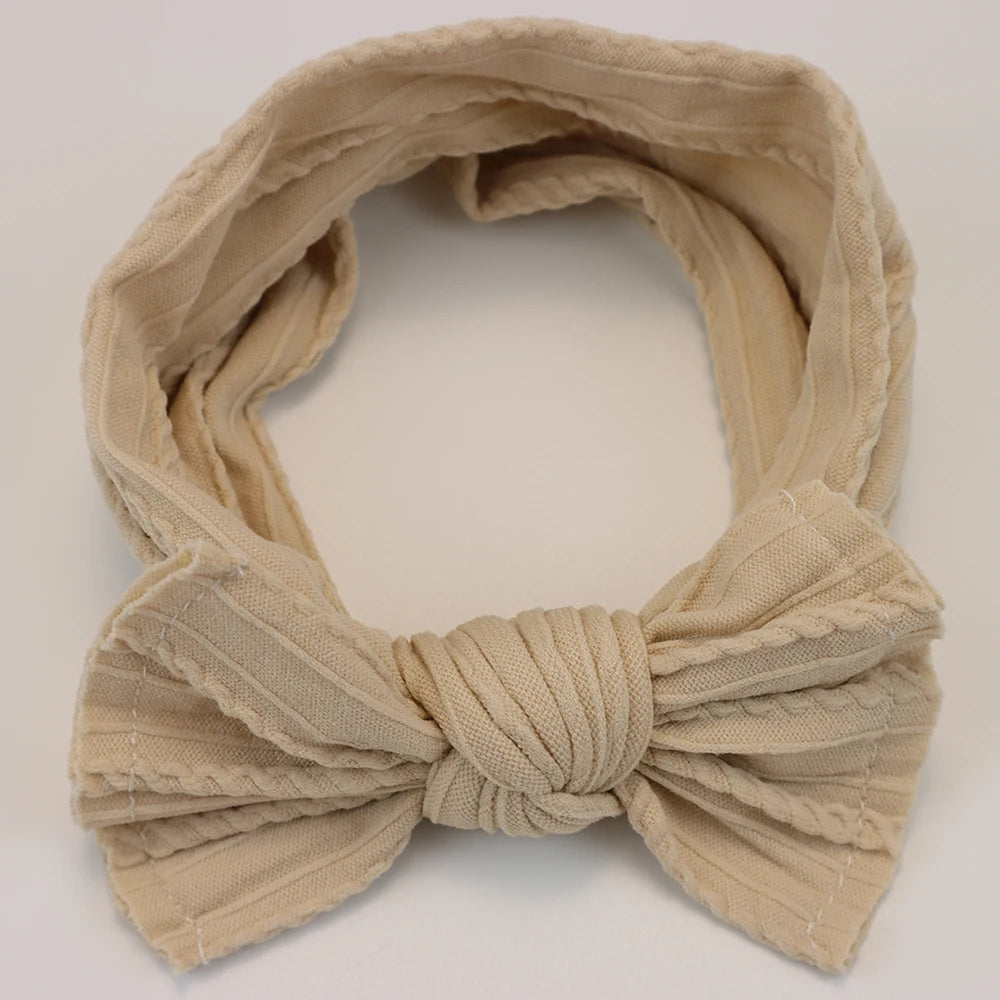 3Pcs Baby Girl Headband Set – Elastic Bows & Turban Hair Accessories