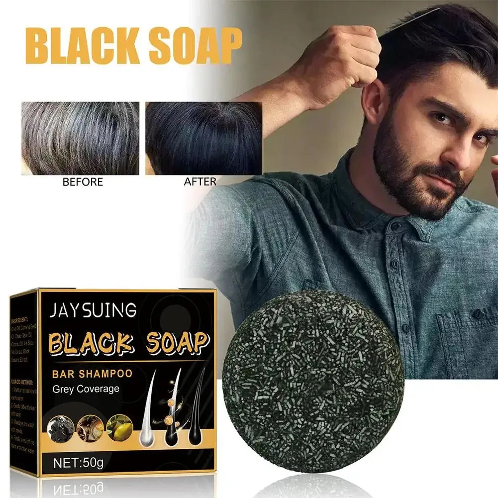 Polygonum Black Hair Shampoo Bar – Darkening & Repair Soap for Gray Hair (Unisex)