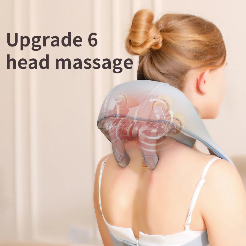6D Neck & Shoulder Massage Shawl – Heated Kneading Wearable Massager