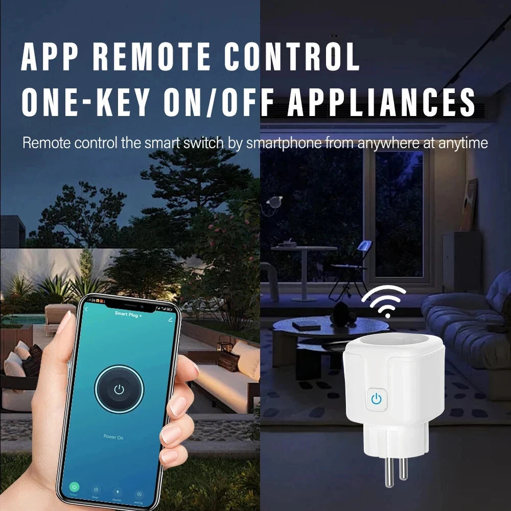 EU Tuya WiFi Smart Plug – 16A/20A Socket with Power Monitor & Voice Control