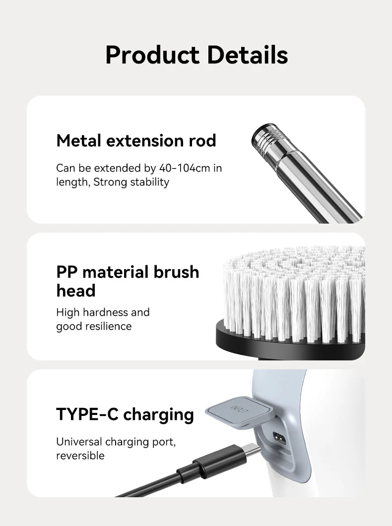 Cordless Electric Cleaning Brush – Handheld Spin Scrubber with 7 Brush Heads
