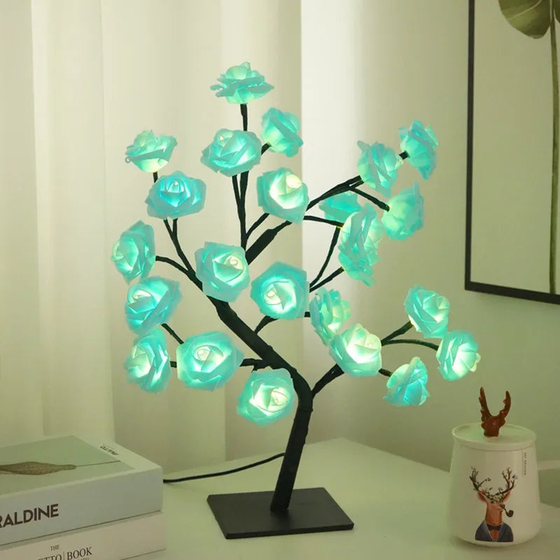 24-LED Rose Tree Lamp – USB Fairy Light Night Lamp for Home & Events