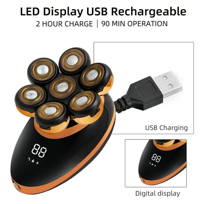 7D Electric Shaver for Men – Bald Head & Beard Trimmer