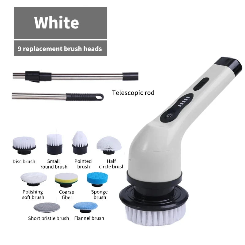 9-in-1 Electric Cleaning Brush – Spin Scrubber for Kitchen & Bathroom